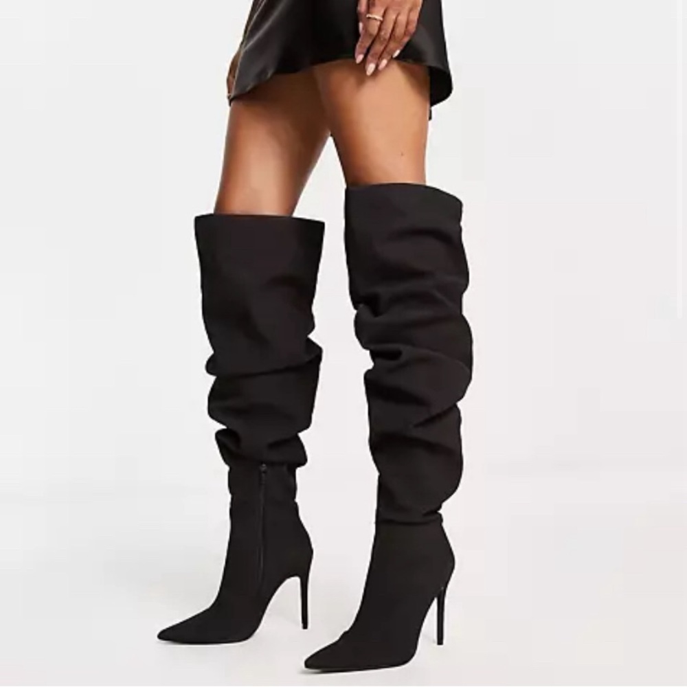 Kendall + Kylie satin over the knee boots